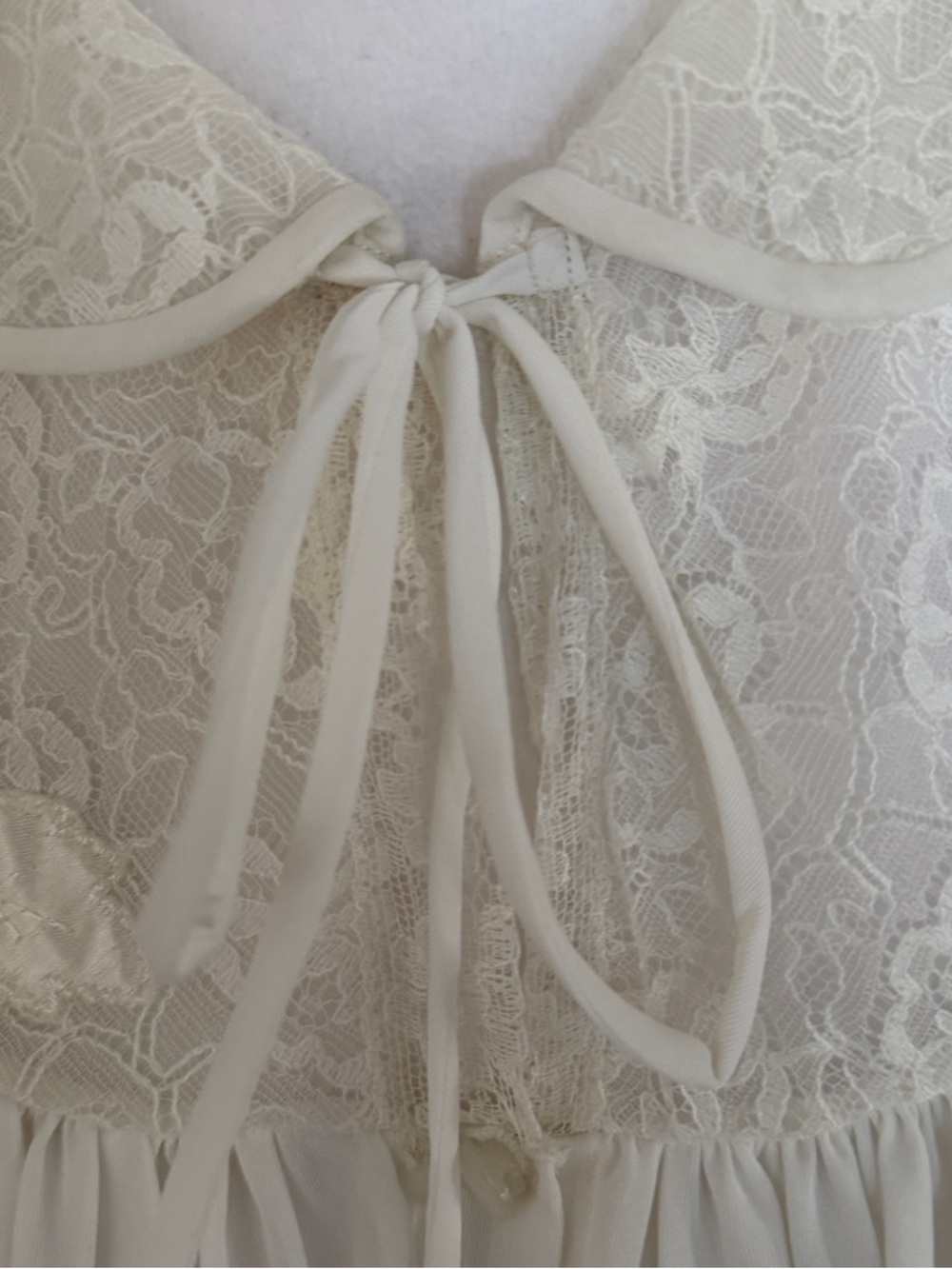 Vintage Unique Rare Double Layer Ivory Lingerie Peignoir Robe Nightgown OS - Picture 13 of 16